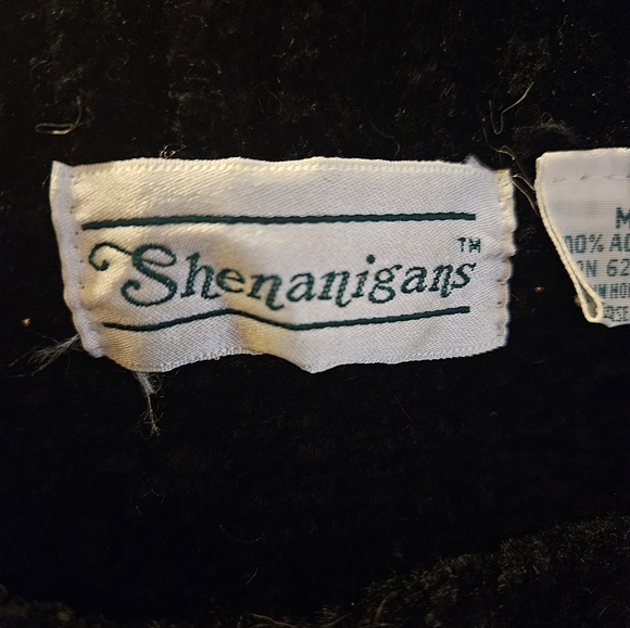 Vtg Shenanagins Black Chenille Sweater with Bright Geometric Pattern Sz M - Picture 6 of 6